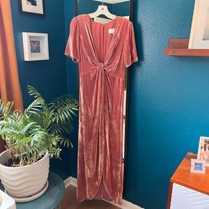 J.O.A. Velvet Knot Front Maxi Dress - dusty pink